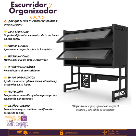 Organizador y Escurridor de Cocina 2 en 1 - Multifuncional