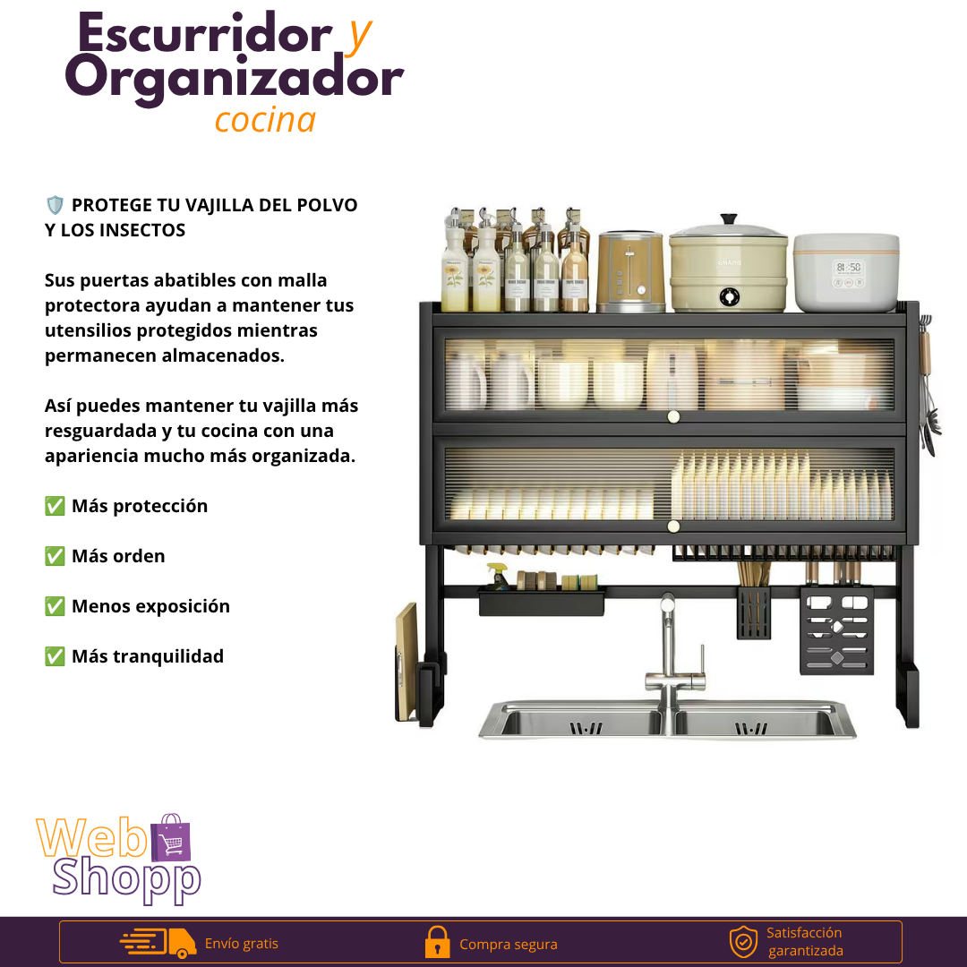 Organizador y Escurridor de Cocina 2 en 1 - Multifuncional
