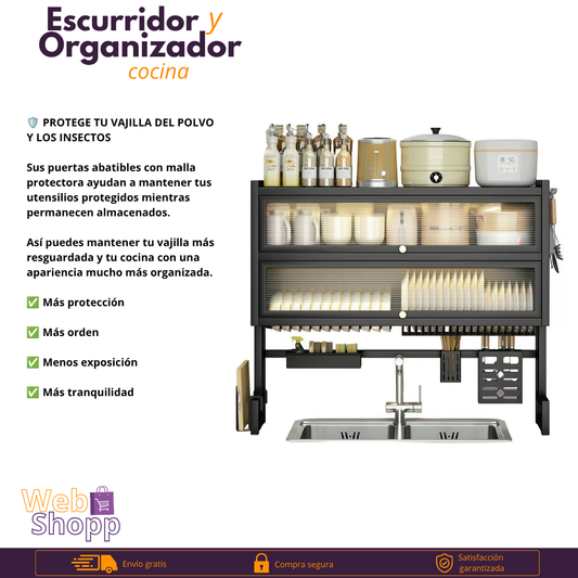 Organizador y Escurridor de Cocina 2 en 1 - Multifuncional