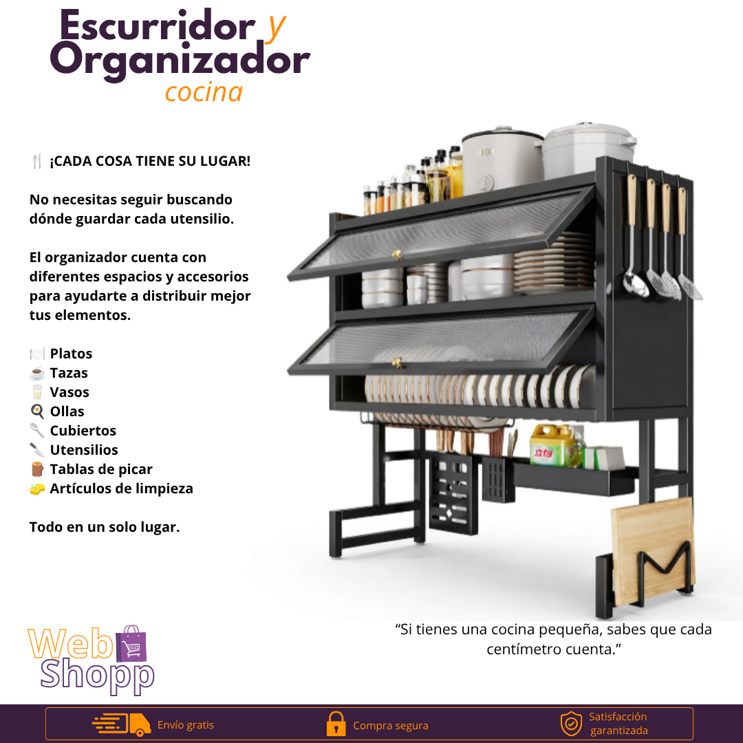Organizador y Escurridor de Cocina 2 en 1 - Multifuncional